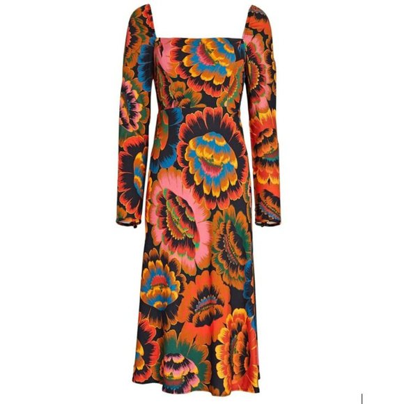 FARM RIO Colorful Flowers Midi Dress - Picture 2 of 16